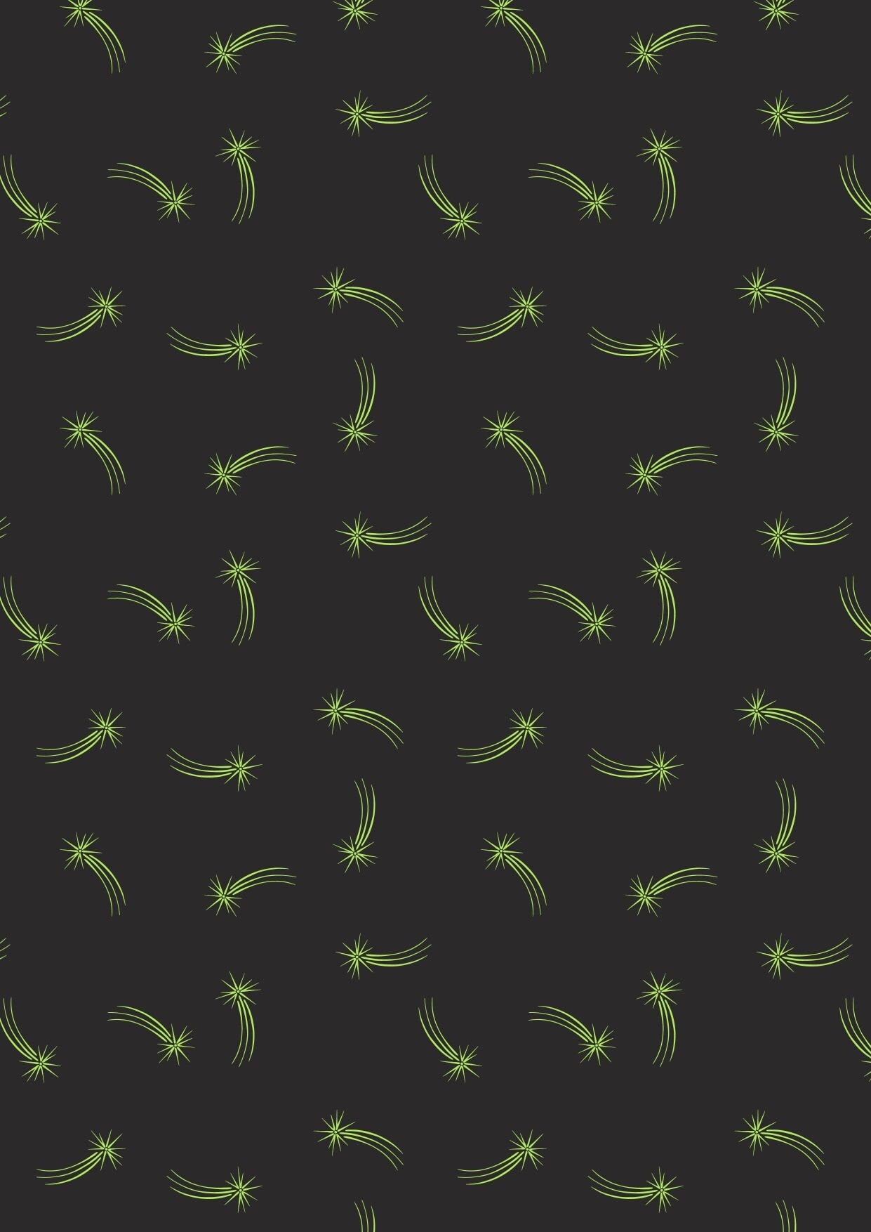 Lewis and Irene Light Years Glow in the Dark Shooting Stars, Black 100% Cotton Fabric