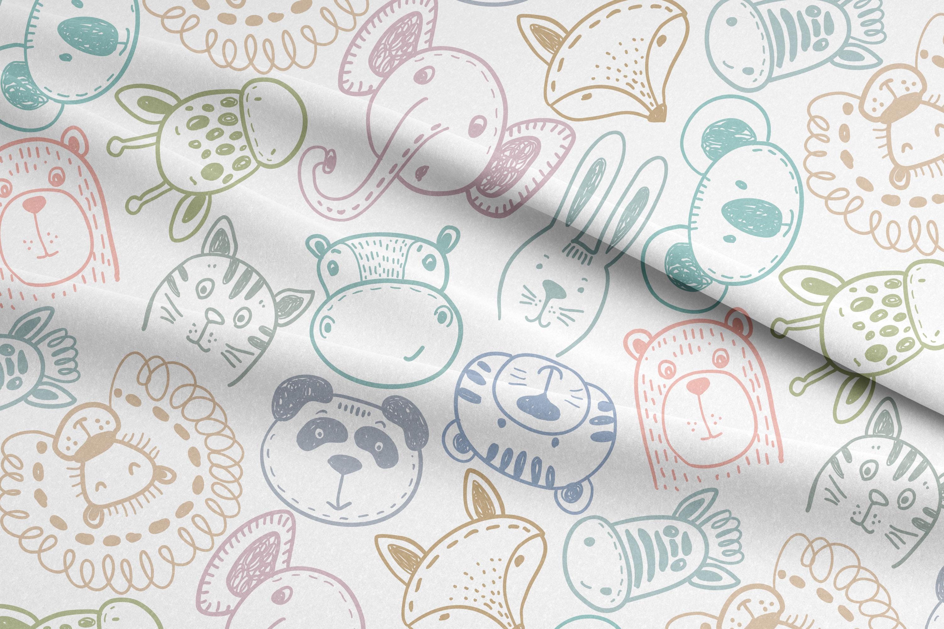 Animal Outlines 100% Cotton Fabric