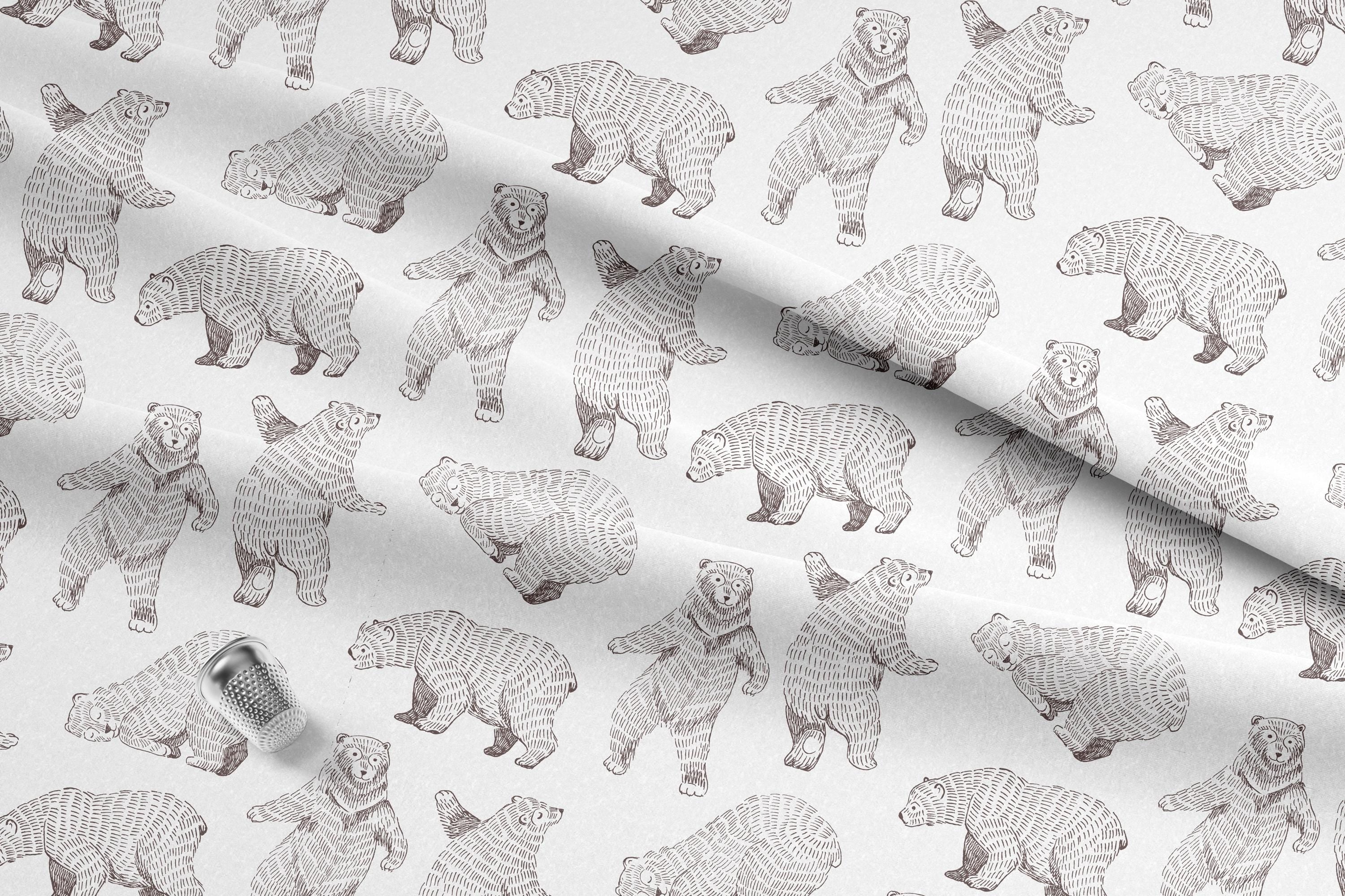 Dancing Brown Bears 100% Cotton Fabric
