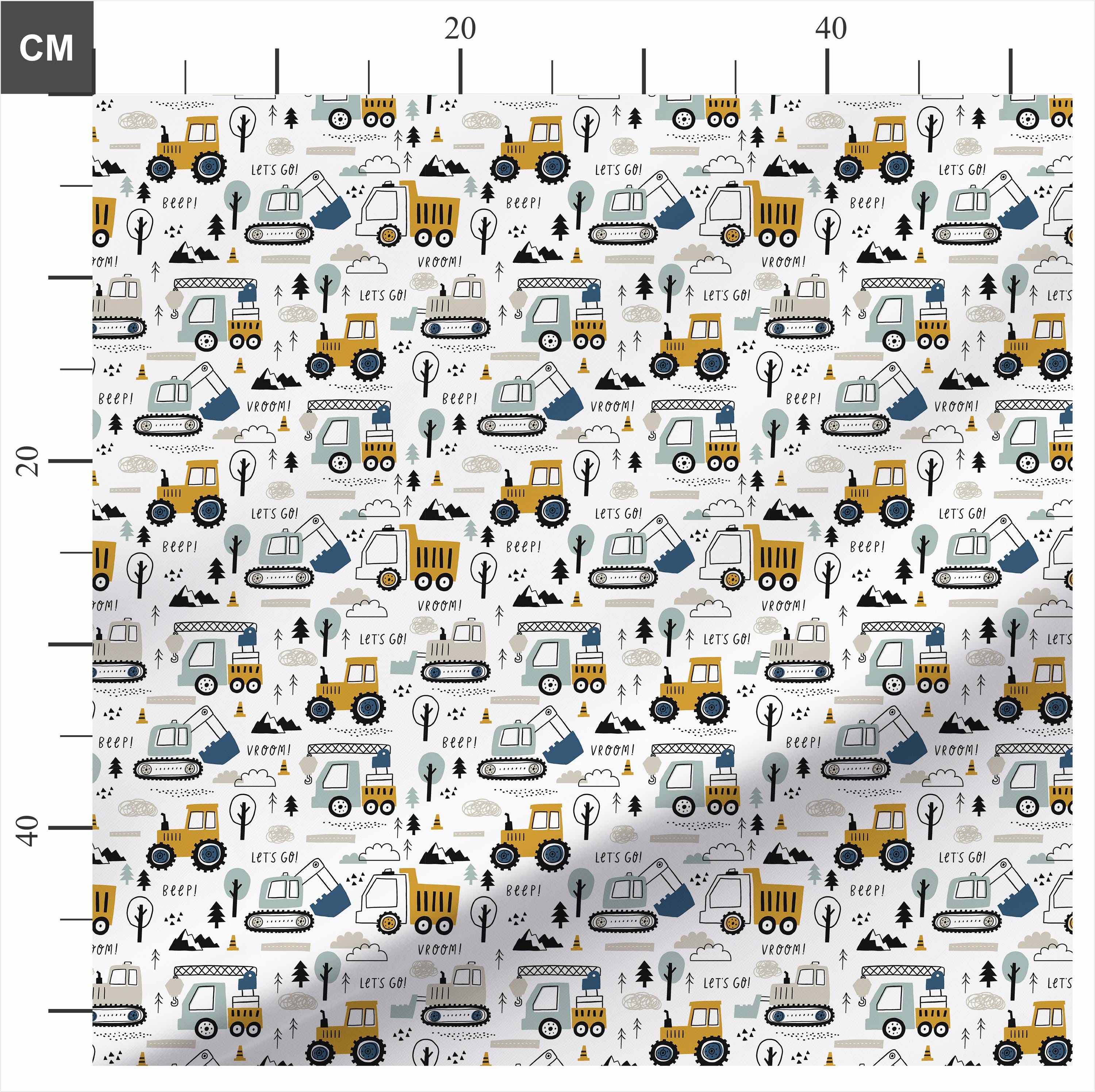 Let's Go Construction Vehicles 100% Cotton Fabric