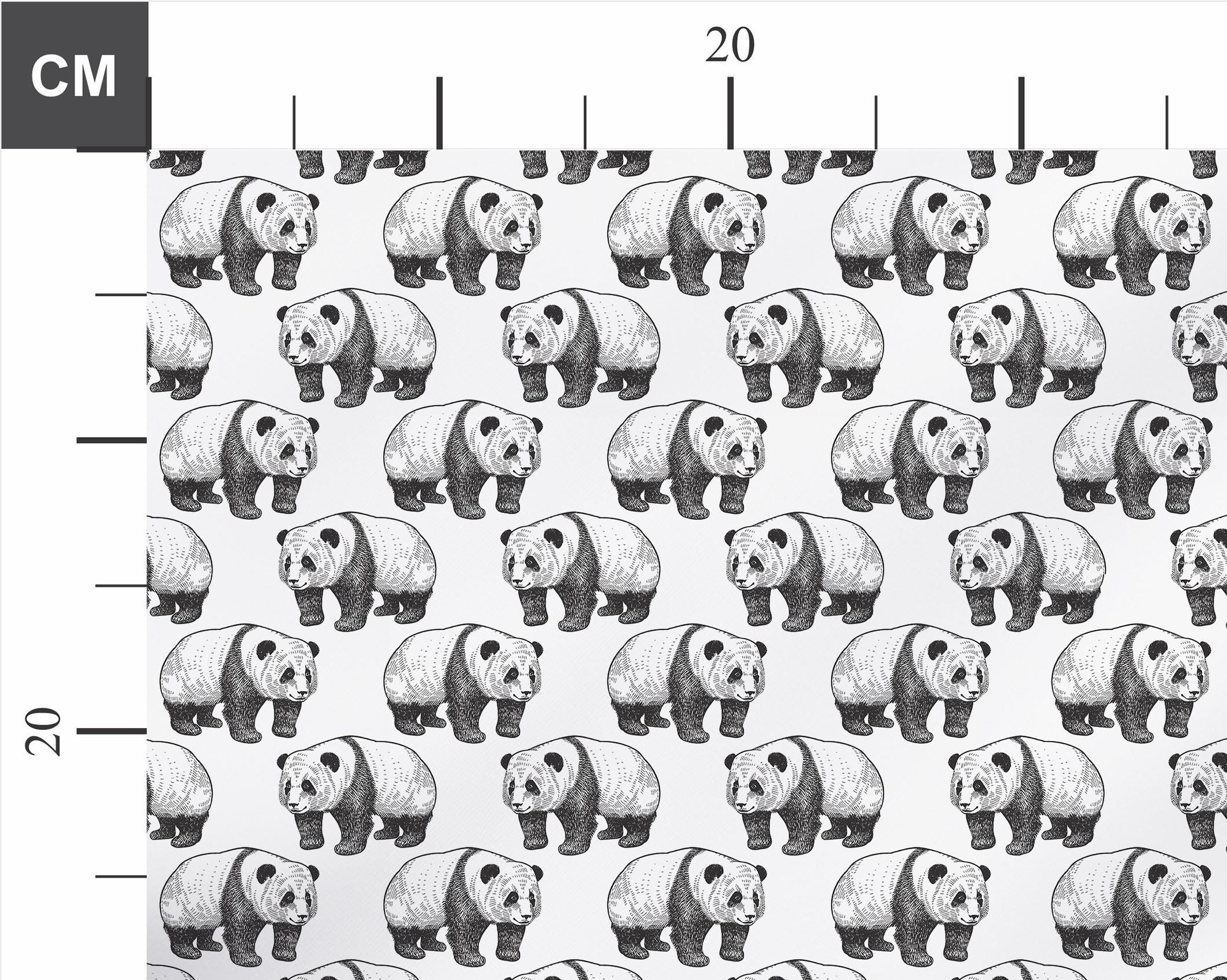 Monochrome Panda Bear 100% Cotton Fabric