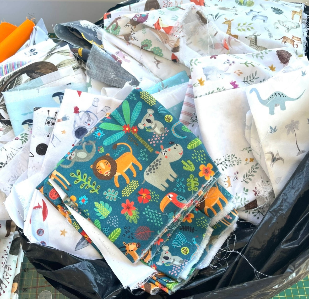 Children's novelty cotton fabric 500g offcut bags