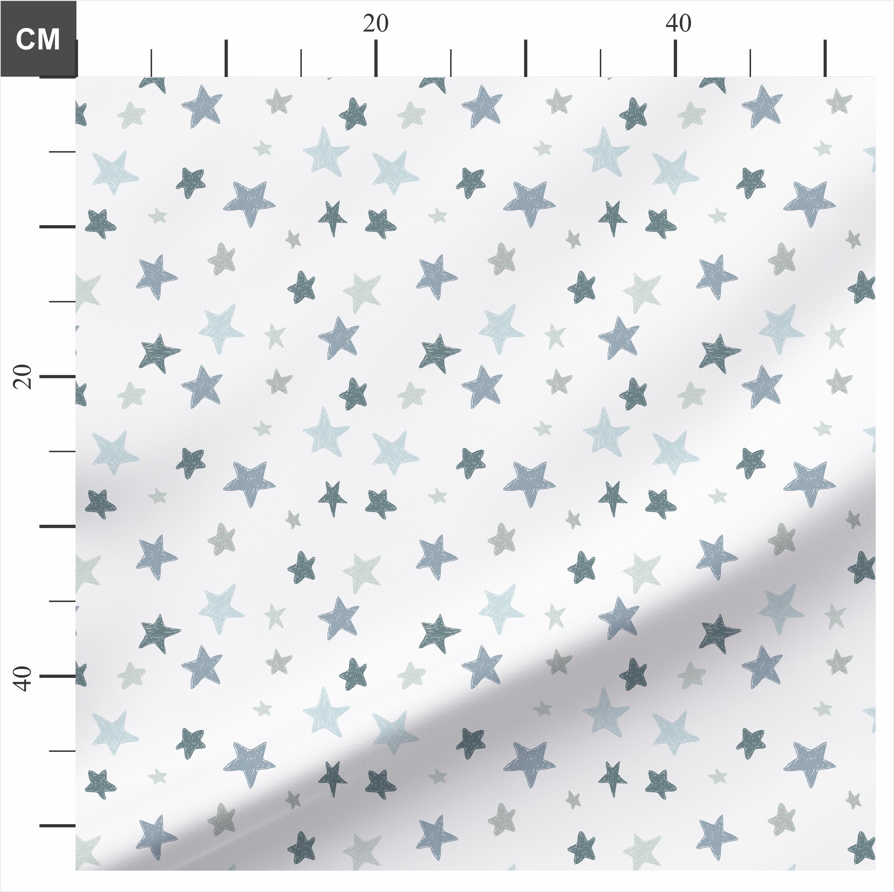 Blue and Grey Graphic Stars 100% Cotton Fabric