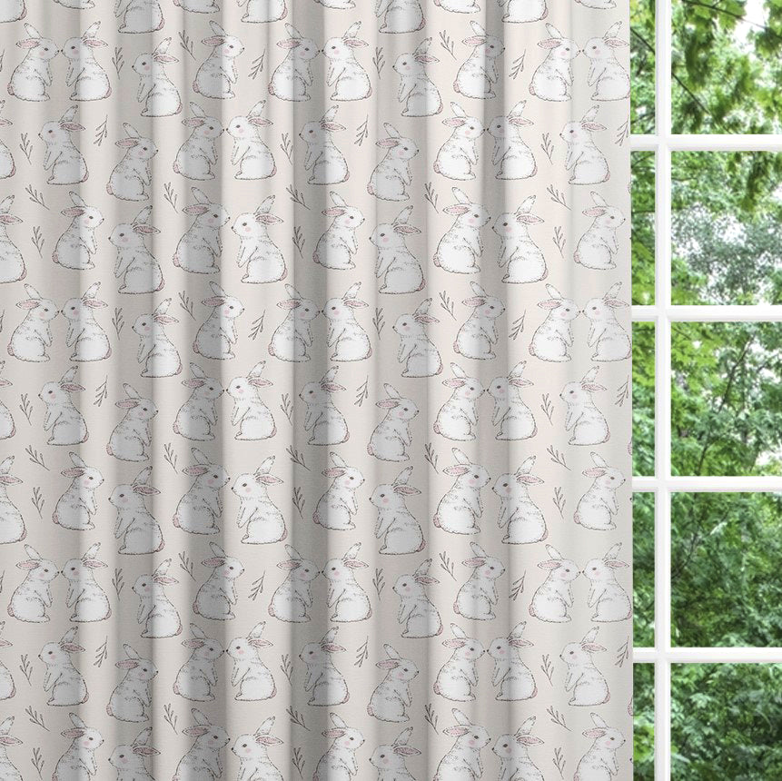 Neutral Rabbit Blackout Lined Curtains