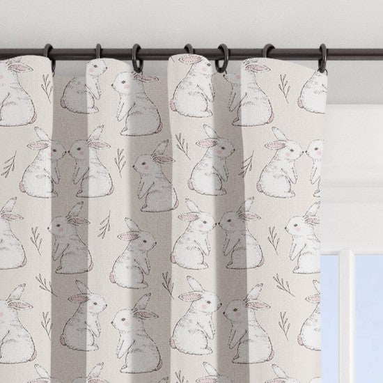Neutral Rabbit Blackout Lined Curtains