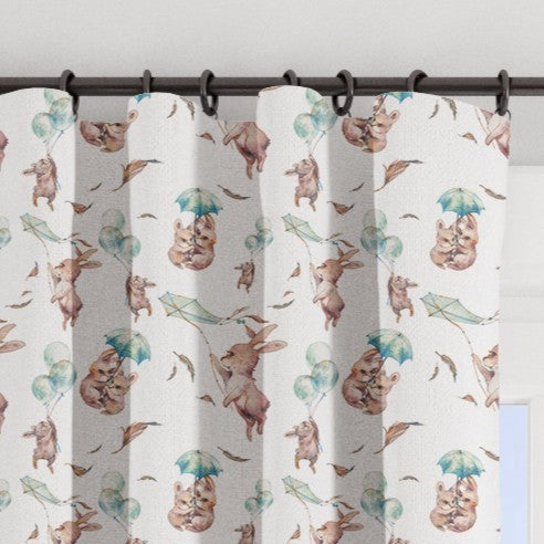 Bunny Rabbit's Windy Day Blackout Lined Curtains