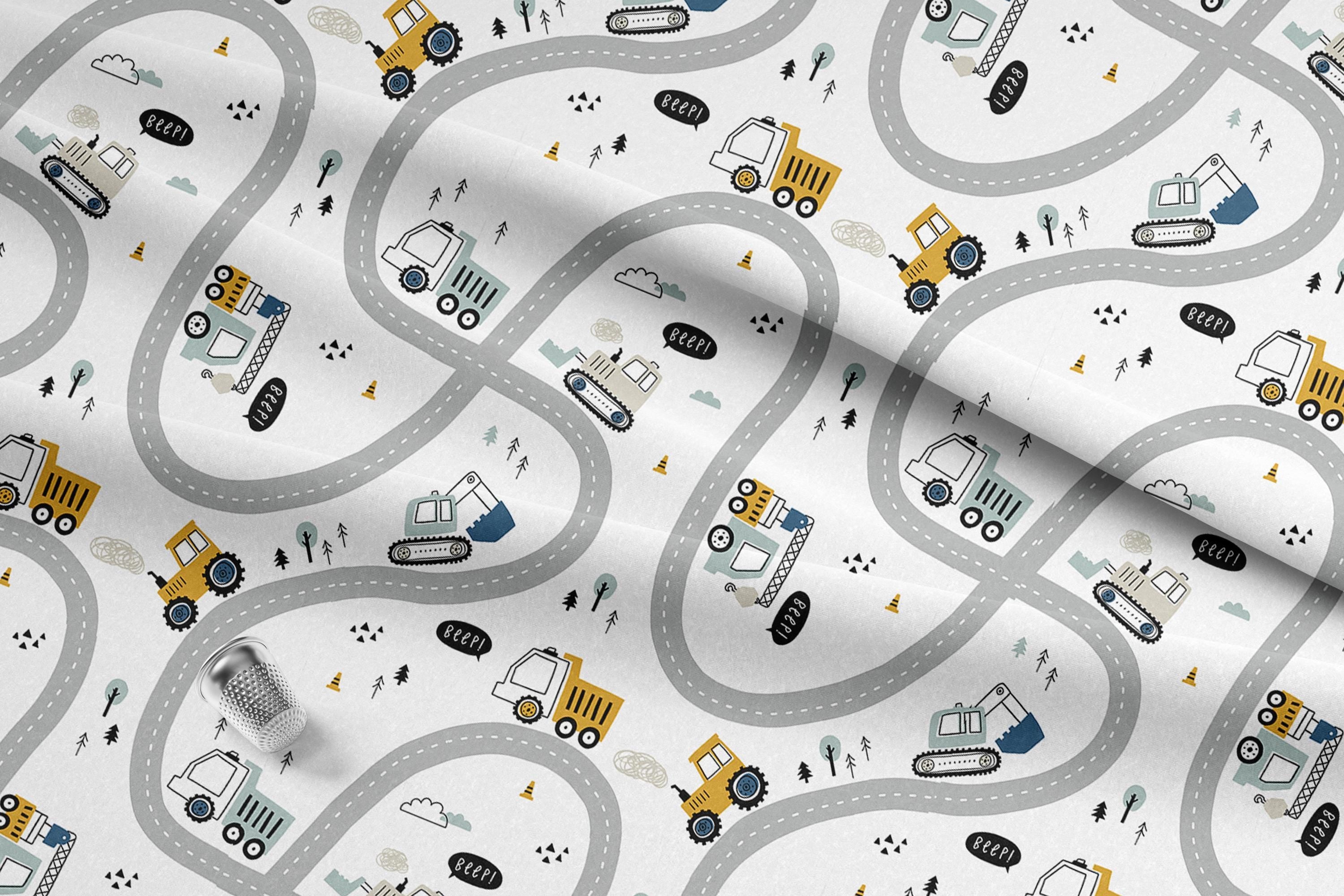 Vehicle Road Map 100% Cotton Fabric