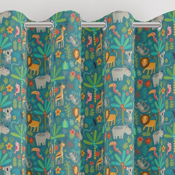 Jungle Animals Blackout Lined Curtains