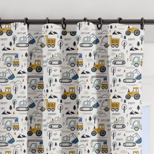 Let's Go Construction Vehicles Blackout Lined Curtains