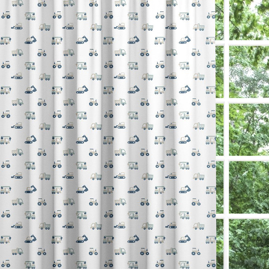 Mini Construction Vehicles Blackout Lined Curtains