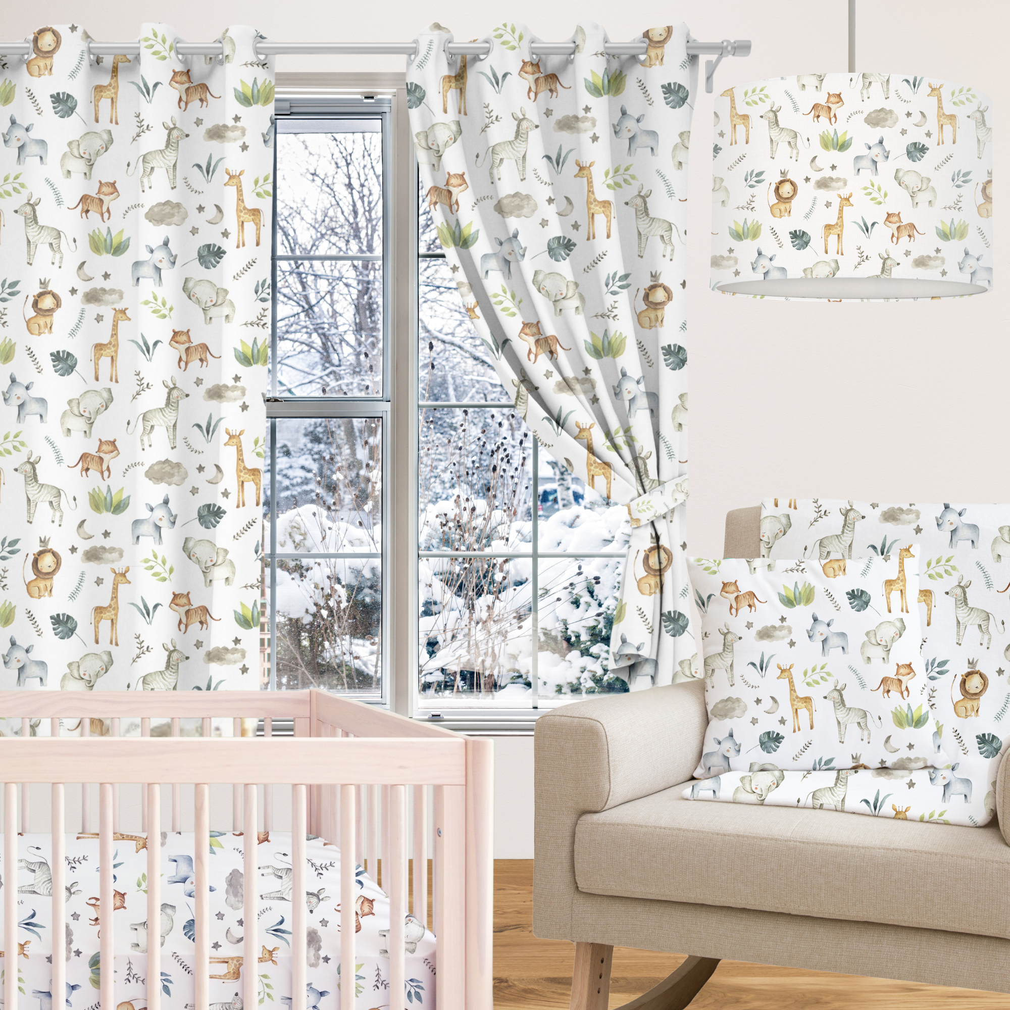 Safari Baby Animals Blackout Lined Curtains