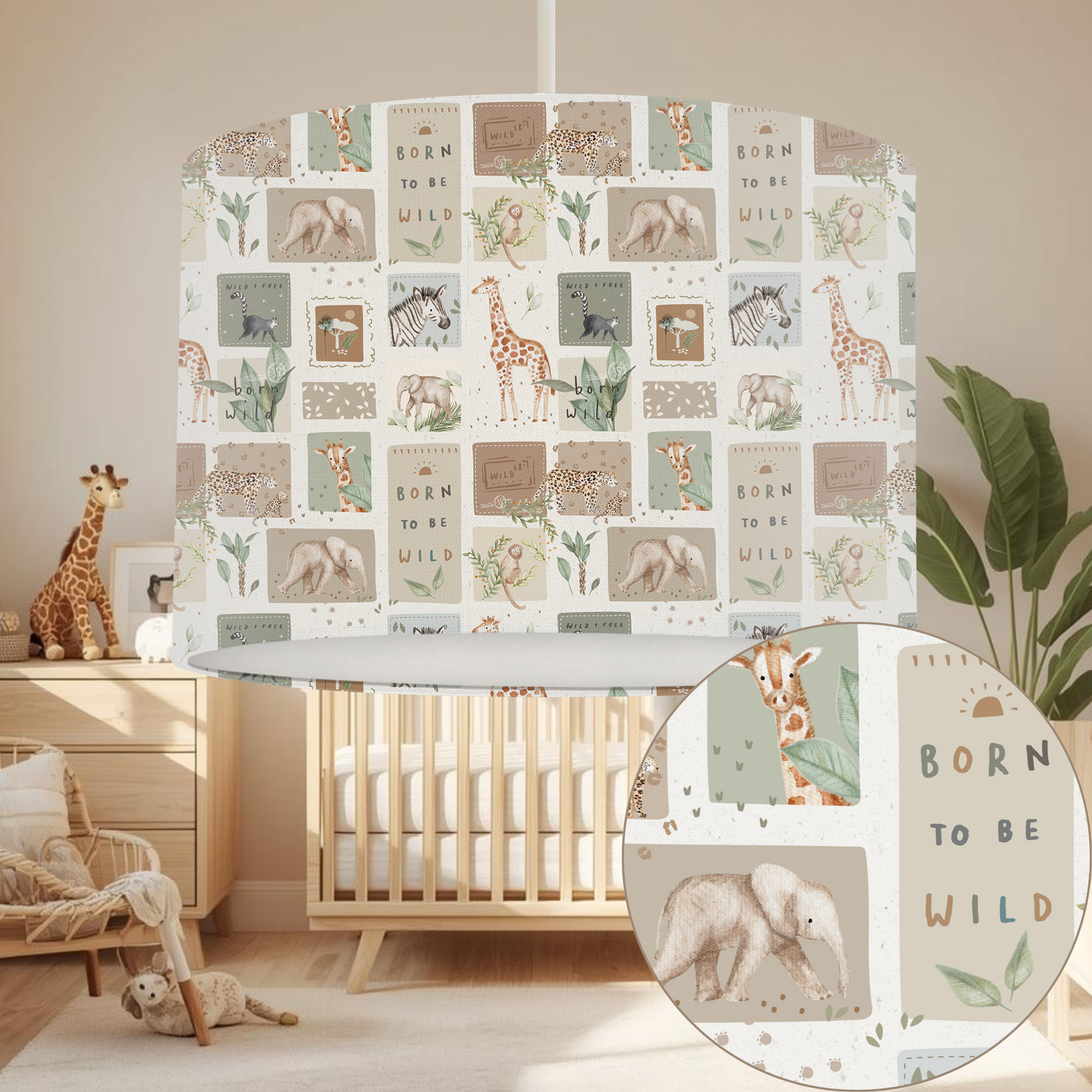 Born to Be Wild Patchwork Safari Children's Lampshade
