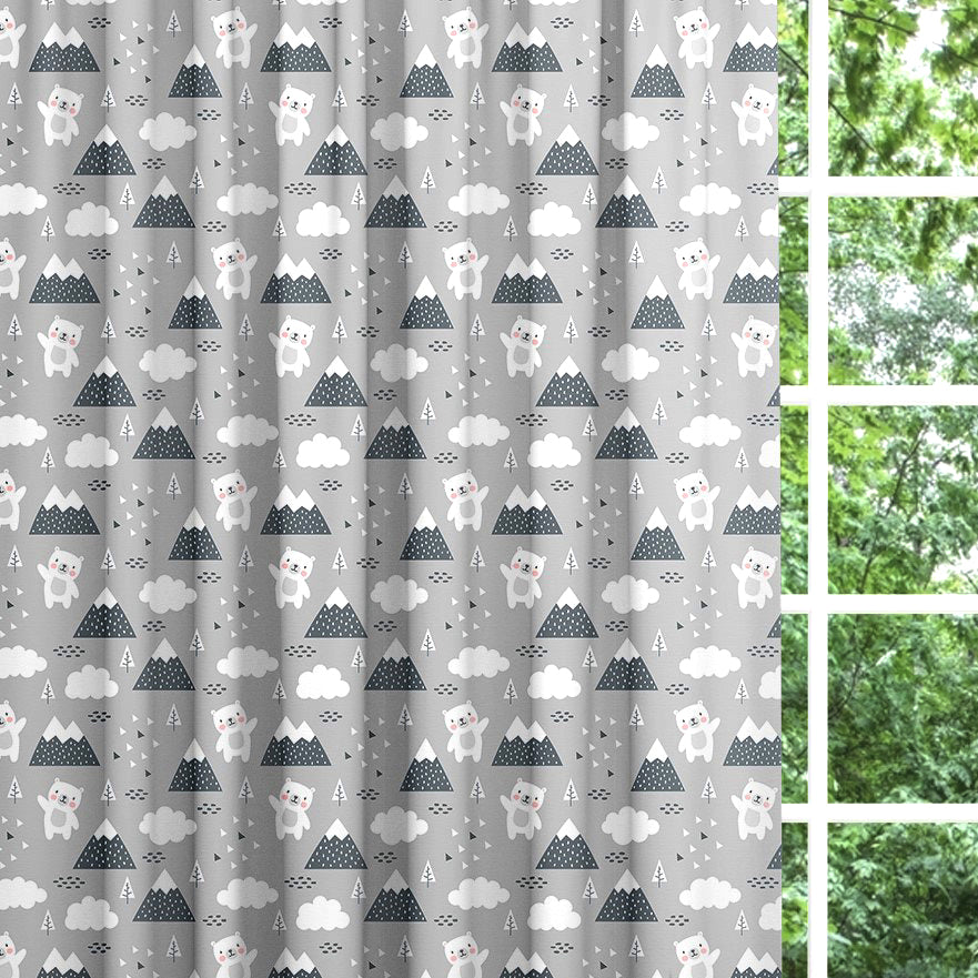 Bear and Mountains Blackout Lined Curtains