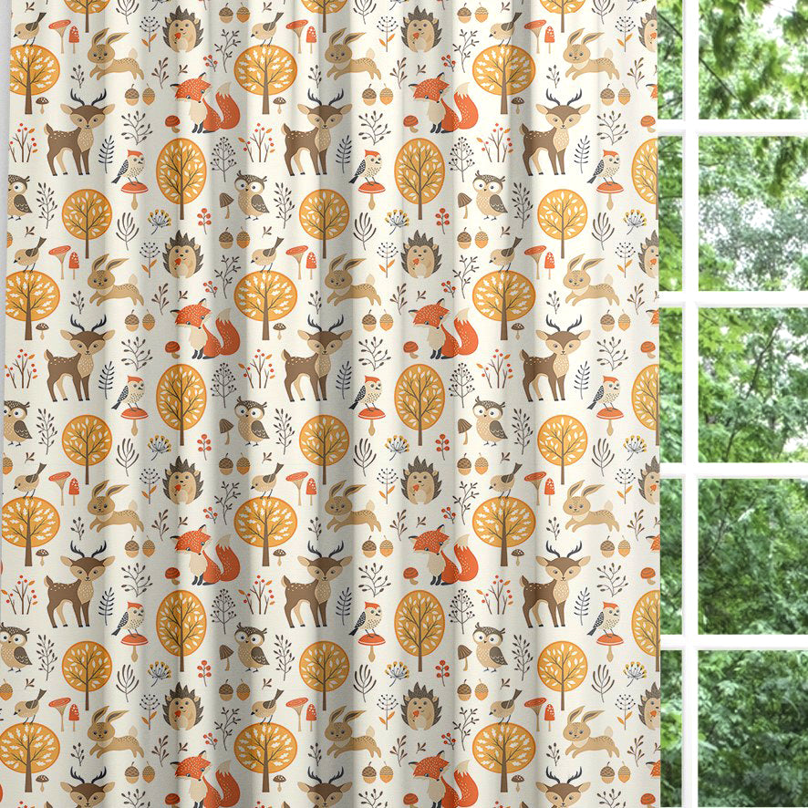 Woodland Creatures Blackout Lined Curtains
