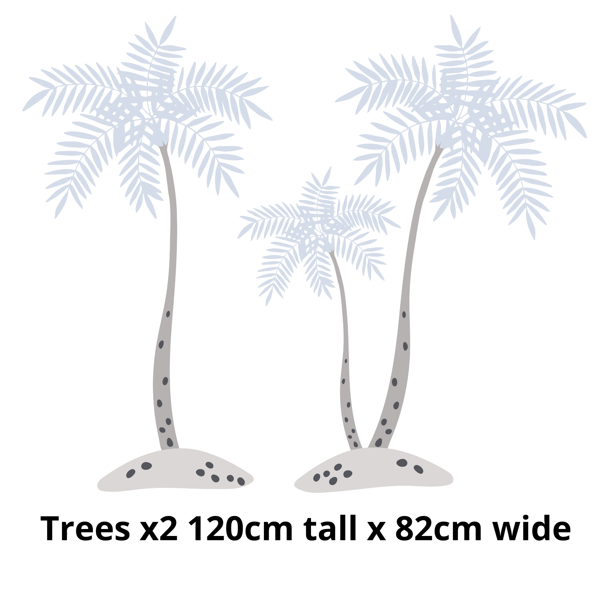Blue and grey palm tree wall stickers, children's bedroom and nursery.