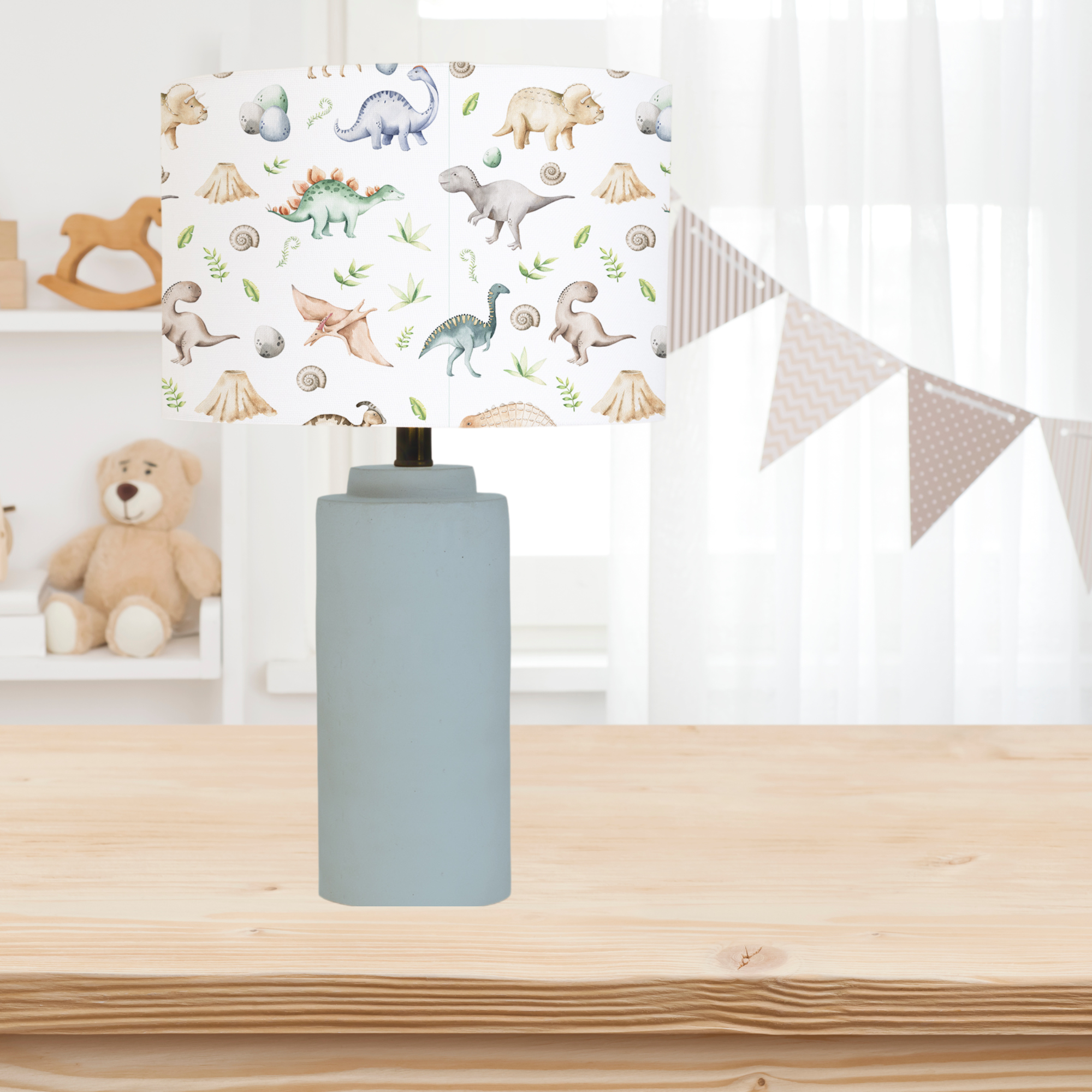 Soft watercolour dinosaurs children's bedroom and nursery gender neutral lampshade