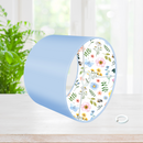 Children's bedroom and nursery lined colourful flowers lampshade, lamp shade, light shade, lightshade in yellow, pink or blue.