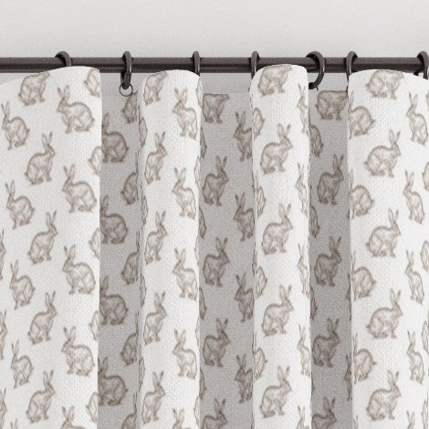 Pencil pleat children's bedroom and nursery curtains in a little brown rabbits print. Big Little Bedrooms. Free Shipping.