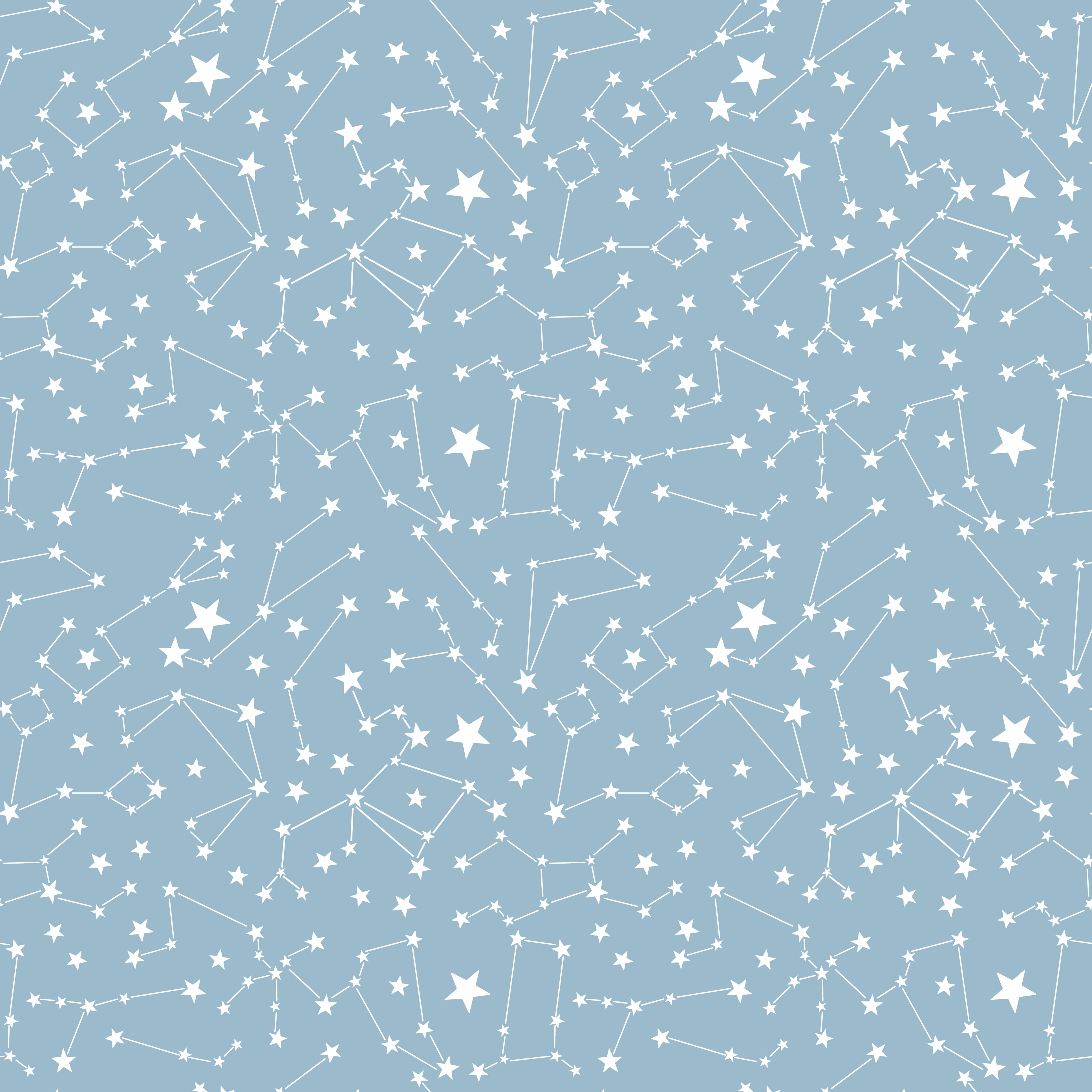 Blue and white stars, constellation print children's bedroom and nursery decor. Big Little Bedrooms. Free Shipping.