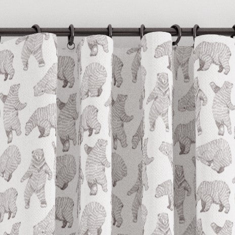 Pencil pleat children's bedroom and nursery curtains in dancing brown bear print. Big Little Bedrooms. Free Shipping.
