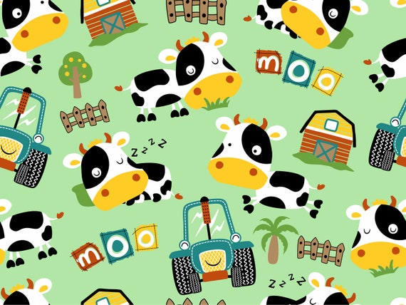 Farmyard scene on a green background, children's bedroom and nursery decor. Big Little Bedrooms. Free Shipping.