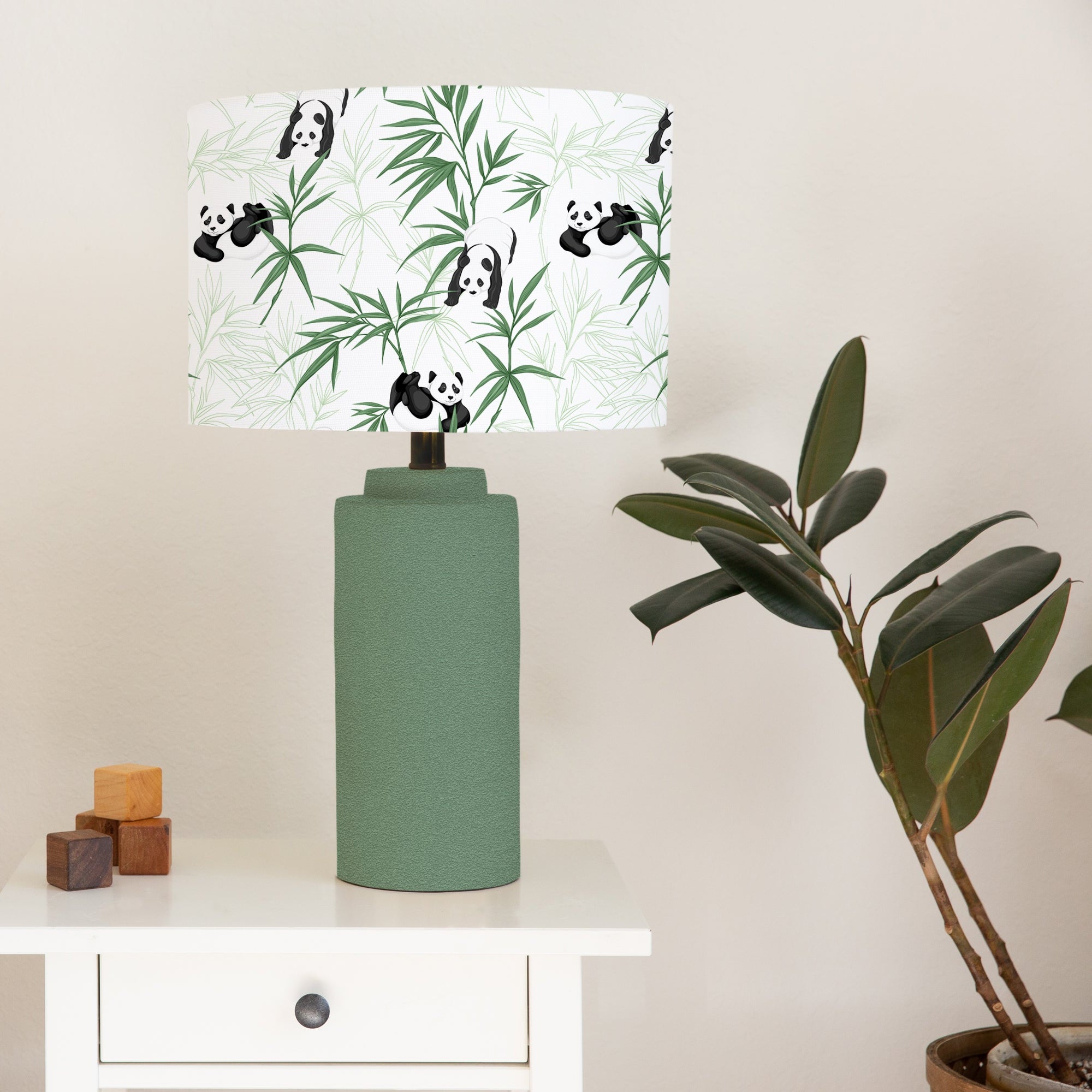 Panda bears and bamboo shoots light shade lamp for children's bedroom or nursery