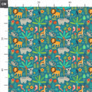 Jungle Animals 100% Cotton Fabric, Dark Green
