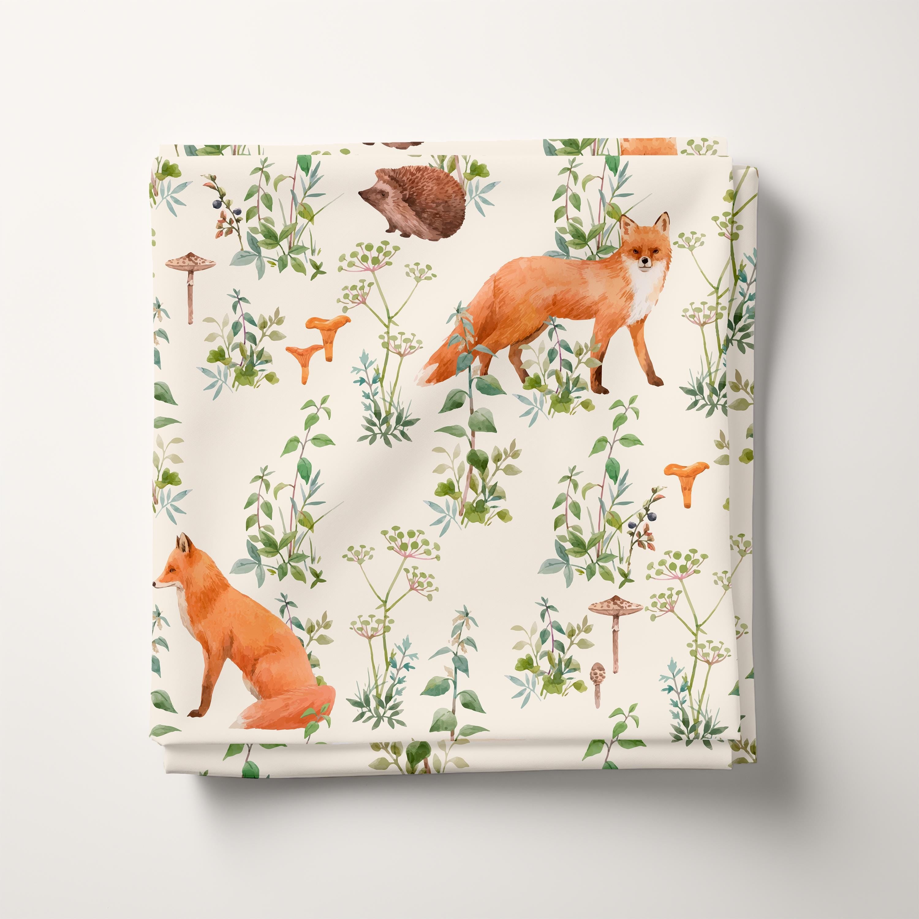 Woodland Fox and Hedgehogs 100% Cotton Fabric