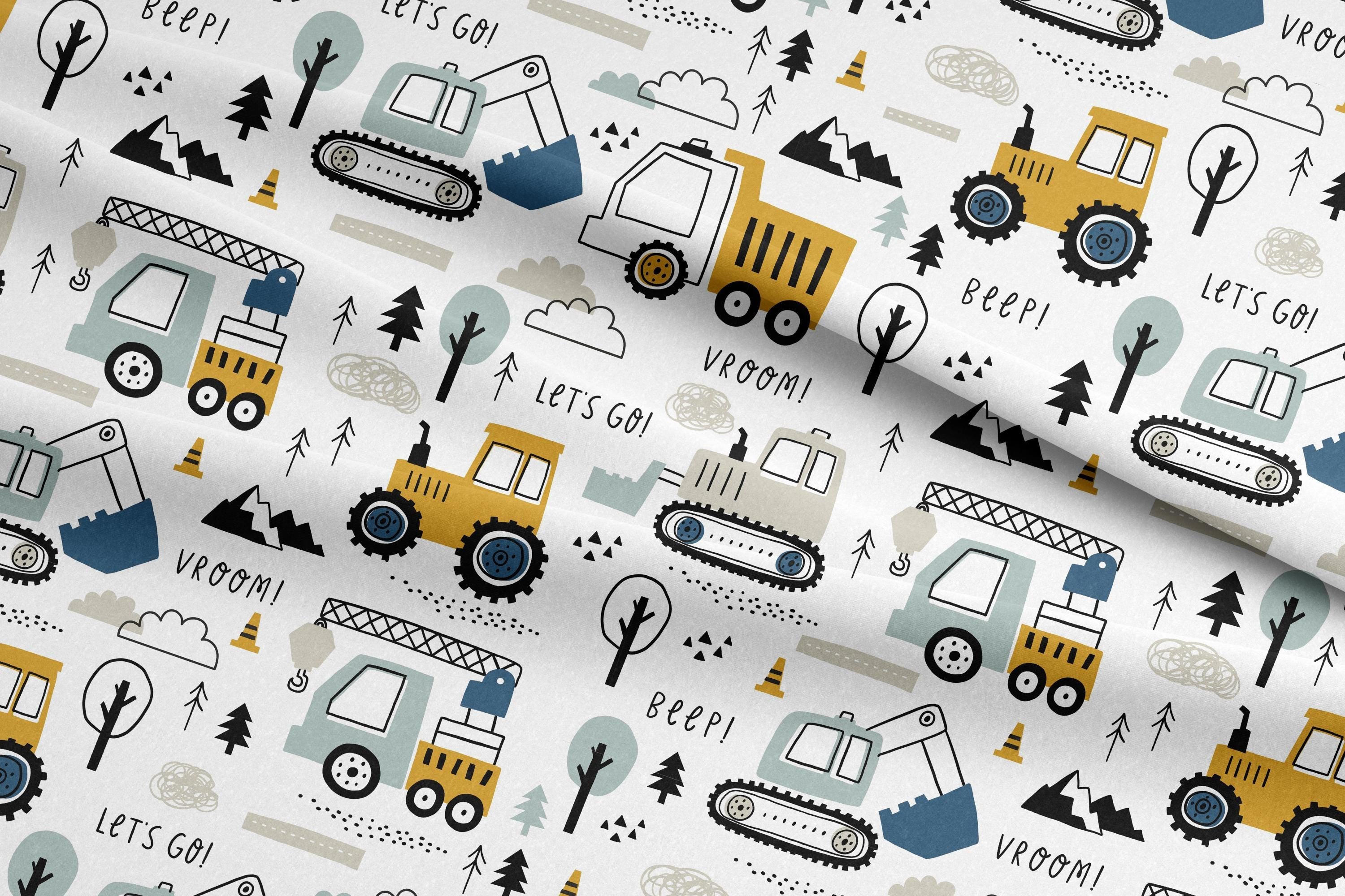 Let's Go Construction Vehicles 100% Cotton Fabric