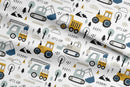 Let's Go Construction Vehicles 100% Cotton Fabric