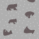 Lewis and Irene Bear Hug Starry Bear Cotton Fabric, Grey 100% Cotton Fabric
