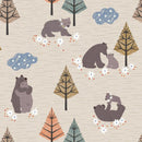 Pattern of bears and trees on a beige background