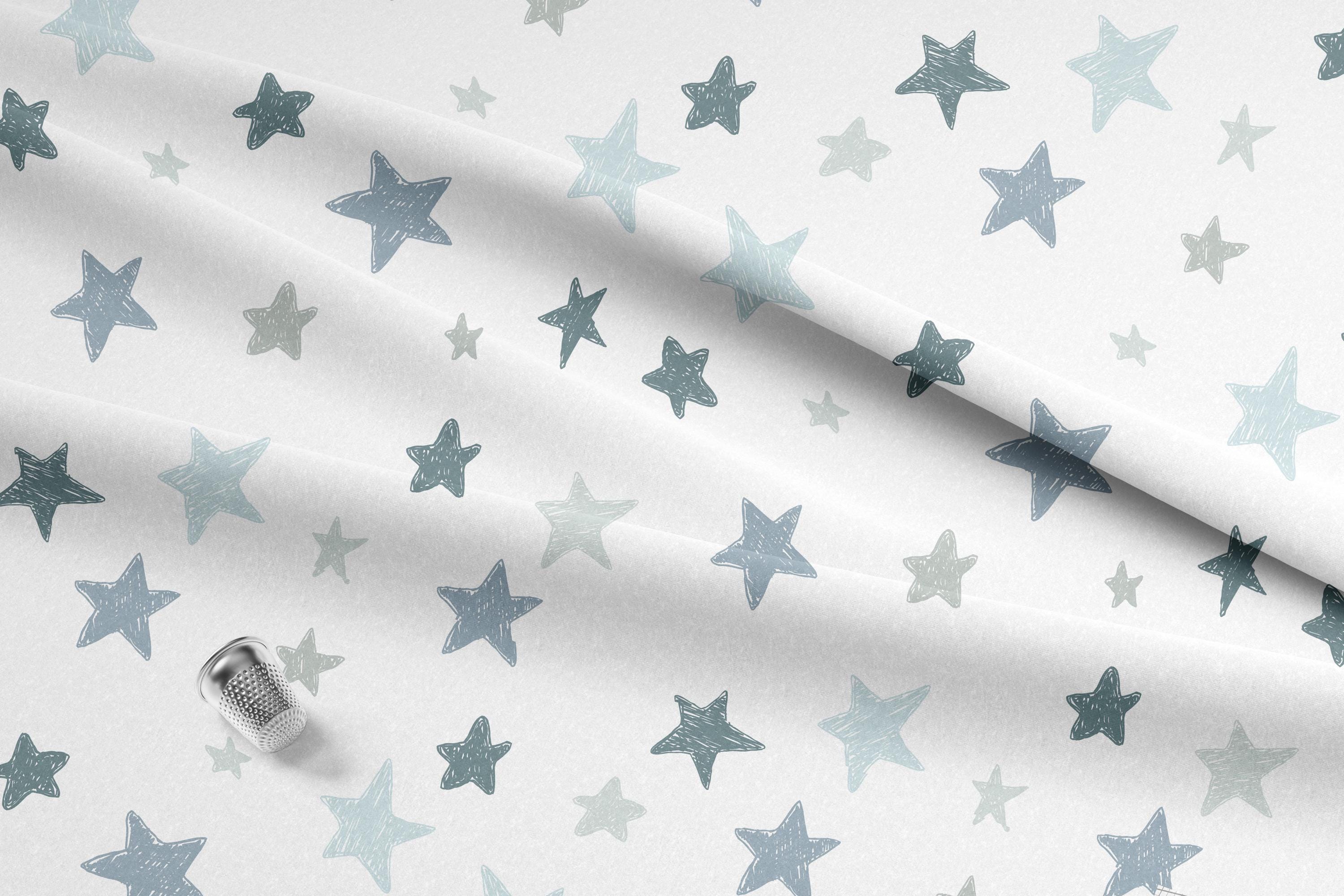 Blue and Grey Graphic Stars 100% Cotton Fabric