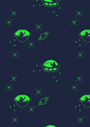 Lewis and Irene Light Years, Glow in the Dark Space City, Grey, 100% Cotton Fabric