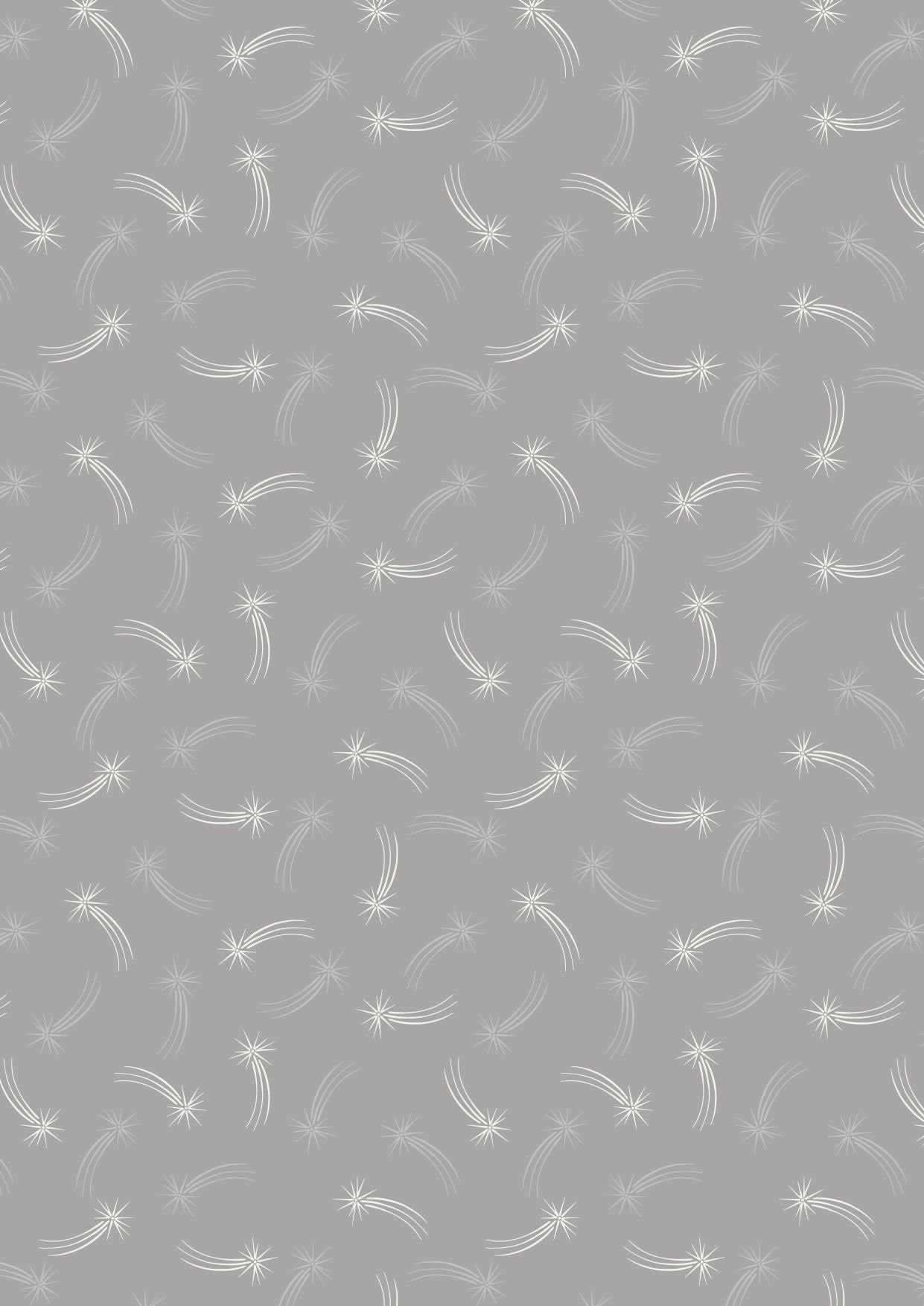 Lewis and Irene Light Years Glow in the Dark Shooting Stars, Grey 100% Cotton Fabric