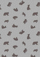 Lewis and Irene Bear Hug Starry Bear Cotton Fabric, Grey 100% Cotton Fabric