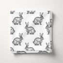 Monochrome Bunny Rabbit 100% Cotton Fabric