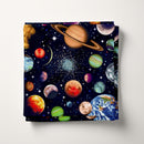 Nutex Solar System Scattered Planets Glitter Dark Blue 100% Cotton Fabric