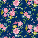 Nutex Wild Flower Honey Floral Blue 100% Cotton Fabric
