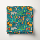 Jungle Animals 100% Cotton Fabric, Dark Green