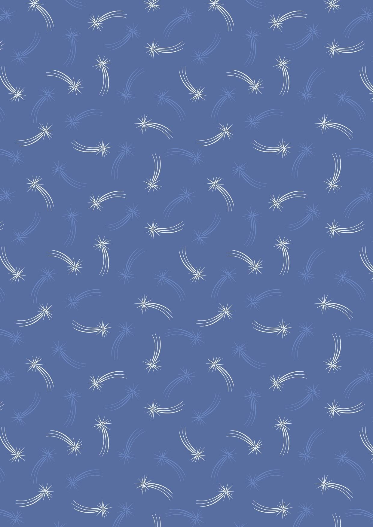 Lewis and Irene Light Years Glow in the Dark Shooting Stars, Blue 100% Cotton Fabric
