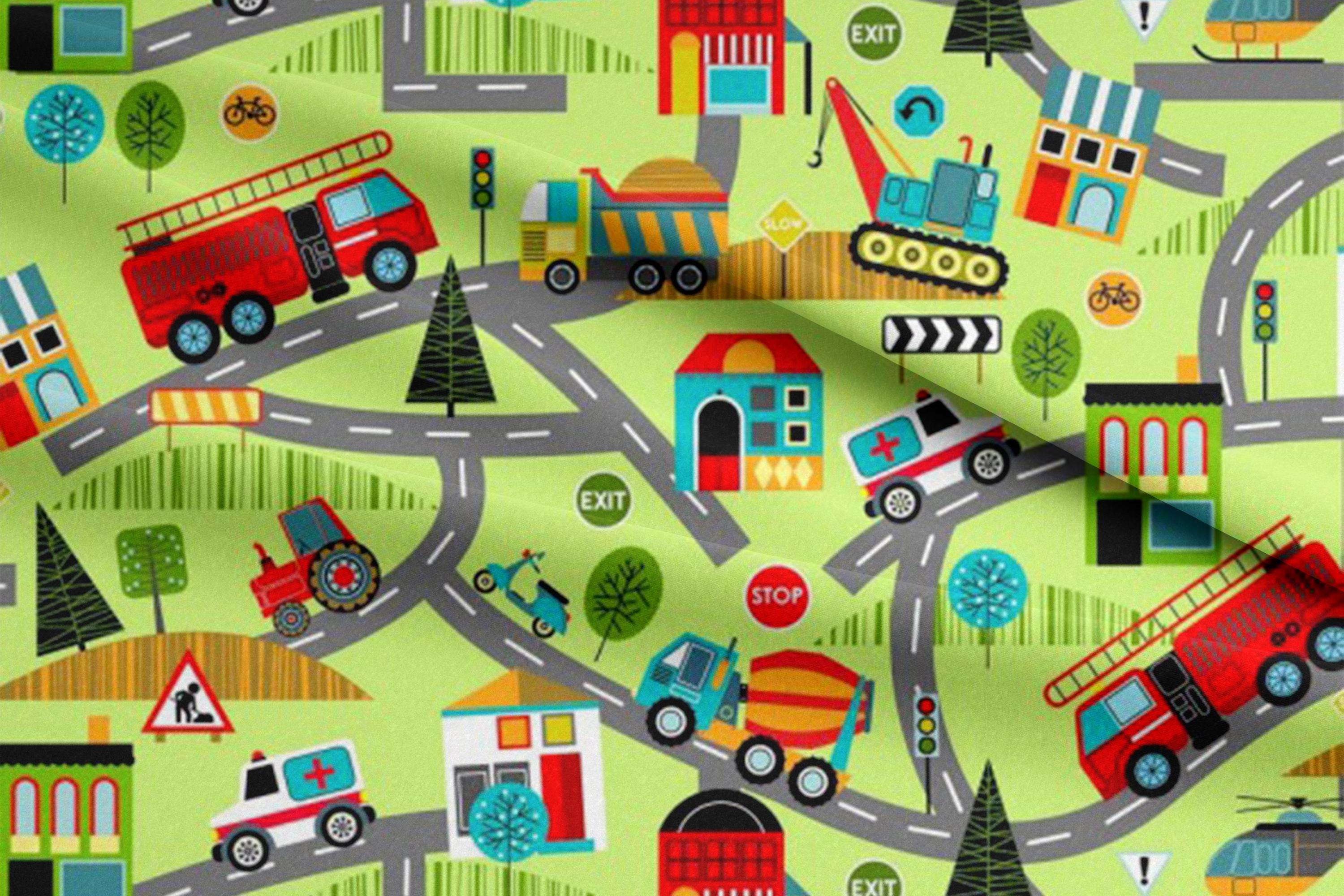 Nutex Around Town Roadmap Green 100% Cotton Fabric