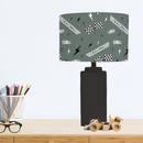 Racing Lampshade, Black, White and Green, Nursery Children's Bedroom, Drum Ceiling Lamp Light Shade