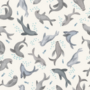 Seals and Bubbles Children's Lampshade, Blue and Grey