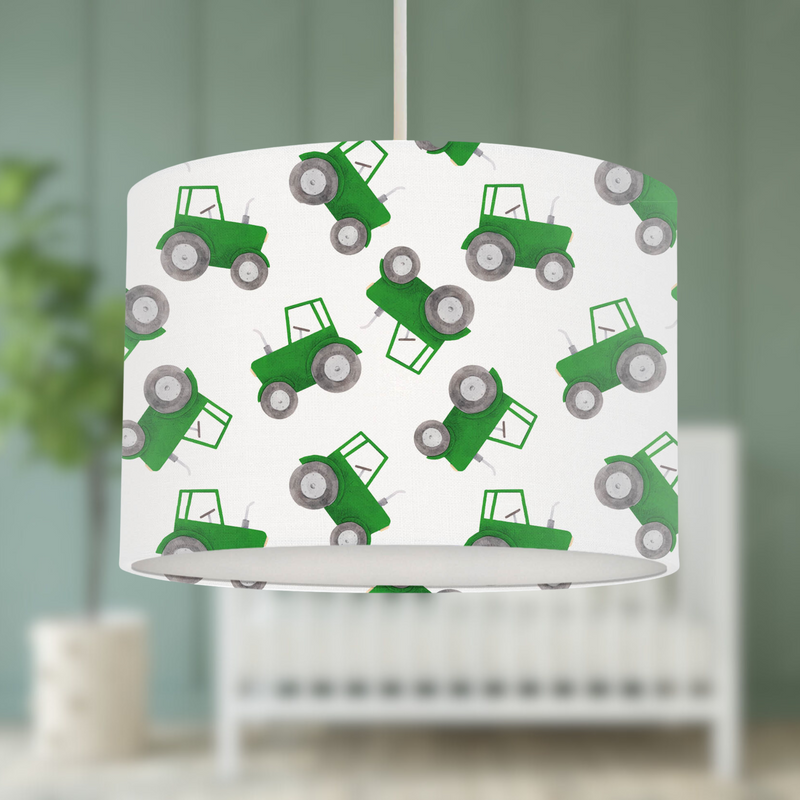 Green tractor children's bedroom or nursery lampshade for ceiling or lamp base, multiple sizes, Big Little Bedrooms