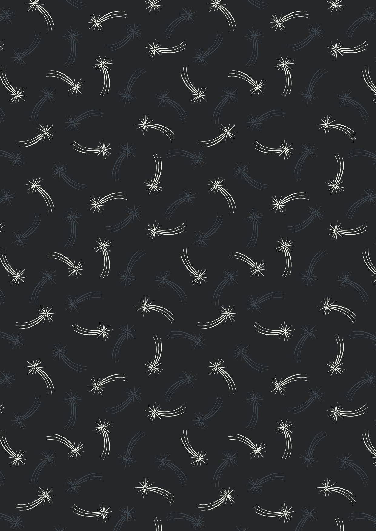 Lewis and Irene Light Years Glow in the Dark Shooting Stars, Black 100% Cotton Fabric