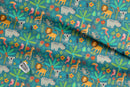 Jungle Animals 100% Cotton Fabric, Dark Green