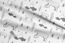 Monochrome Bear and Fir Trees 100% Cotton Fabric