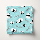 Turquiose Panda Bear 100% Cotton Fabric