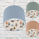 Lined Bear Hug Children's Bedroom and Nursery Ceiling Lampshade, Blue, Green and Terracotta
